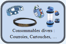 Fournitures industrielles : courroies, roulements à billes, cartouches pneumatiques, ...